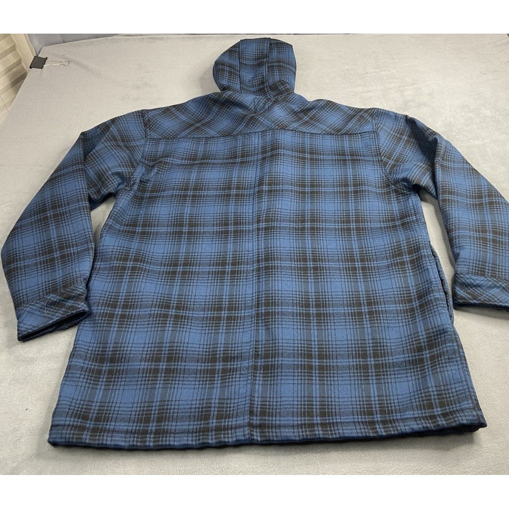 Dickies Jacket Shacket Men XL‎ Blue Plaid Flannel Hood Fleece Lined Barn Chore - Picture 2 of 11